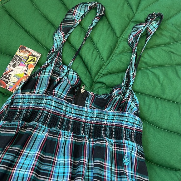 NWT VTG Volcom 90s grunge Bentley dress. Blue, pink and black plaid. Zip front - Picture 6 of 8